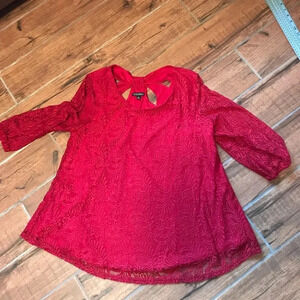 Roz & Ali Red Lace Overlay Size XL #2213‎